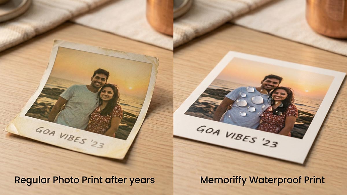 Waterproof photo prints vs regular prints comparison - color accuracy after years of display India