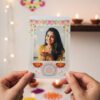 Diwali Memoroid Design 2 - polaroid photo print with Diwali-inspired corner border, 4x3 inches