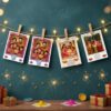 Diwali Special Memoroids - festive polaroid photo prints with Diwali-themed decorative corner borders by Memoriffy