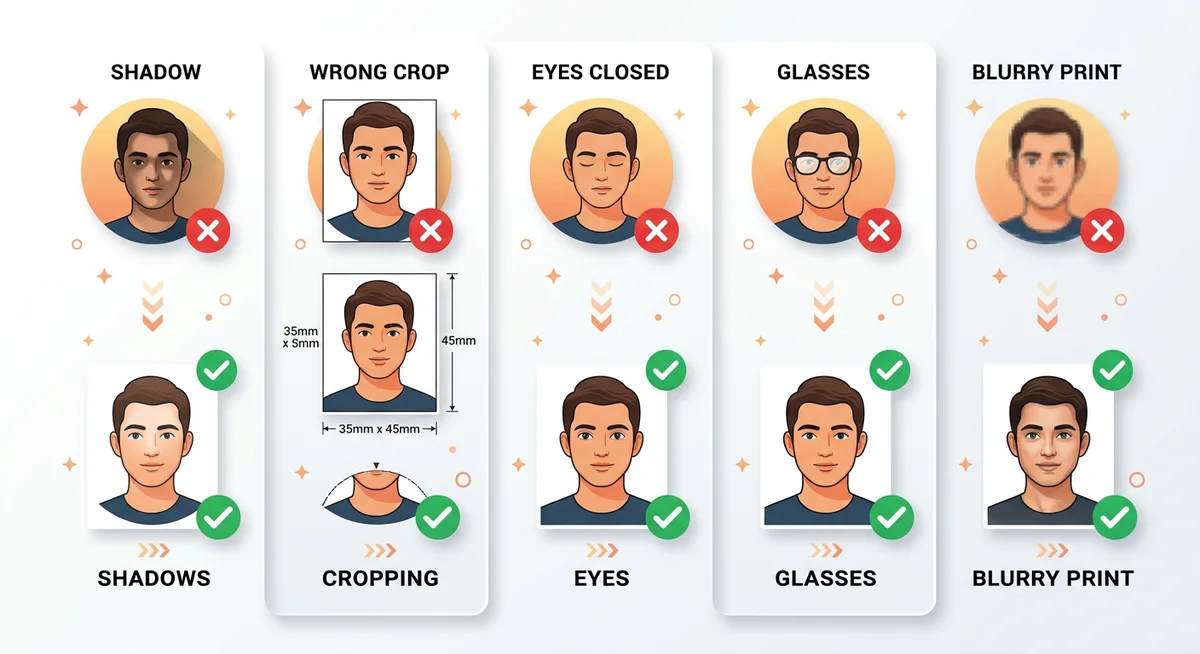 Common passport photo rejection reasons India - what to avoid