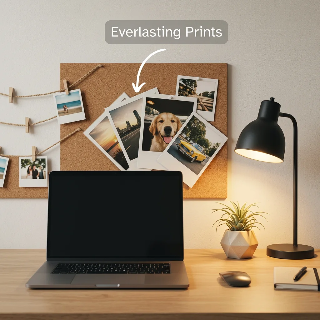 office photo decor india desk setup with polaroid prints on cork board