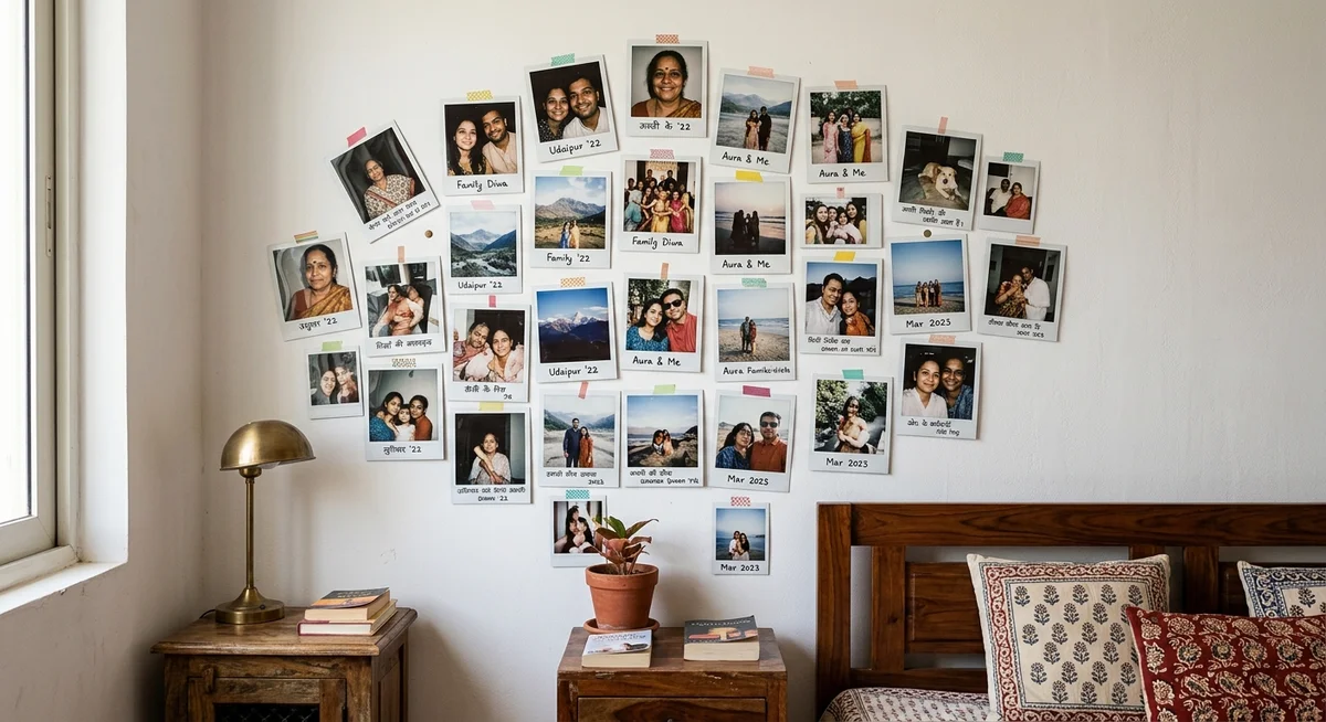 organic polaroid scatter wall collage ideas