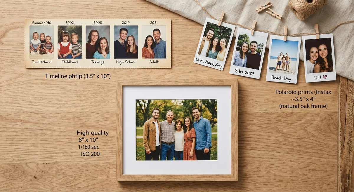 Raksha Bandhan photo gift formats India - polaroid, photo strip, and framed print