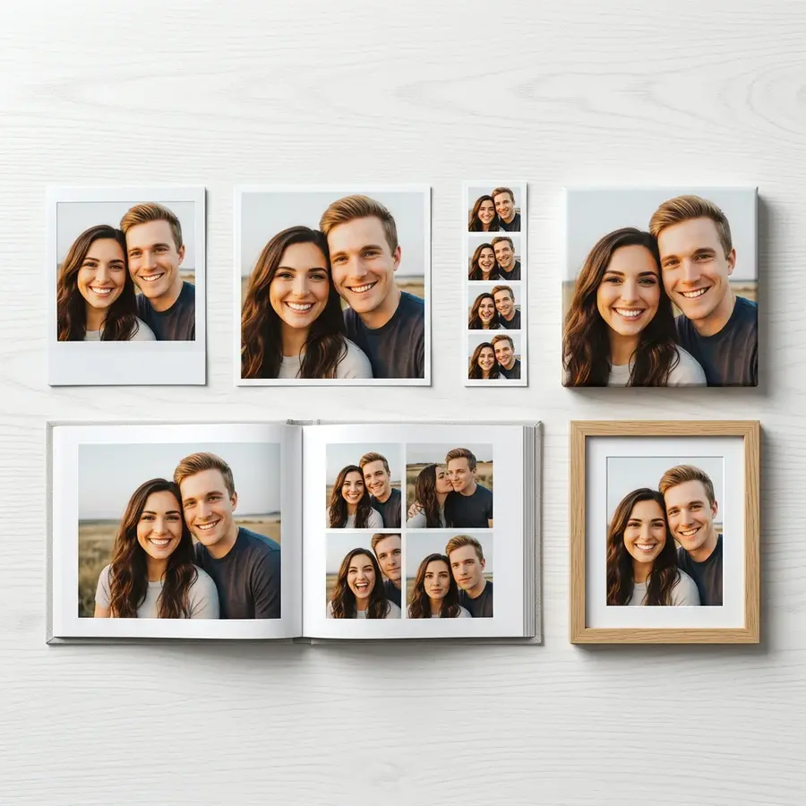 comparison of photo printing formats available from different services in India