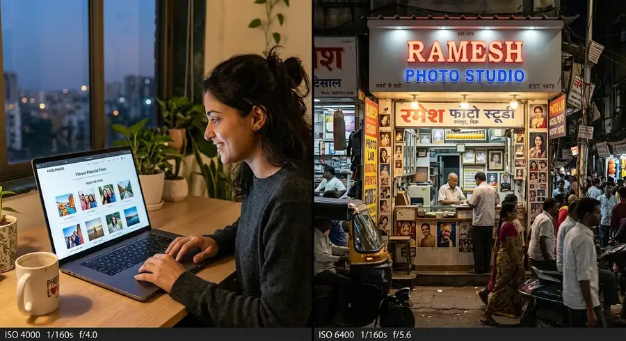online photo printing vs local studio india comparison
