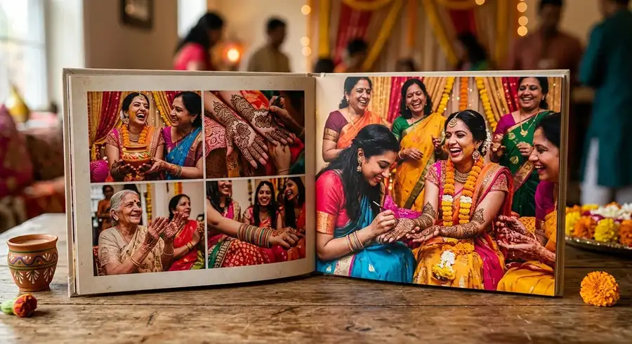 Indian occasion photo book design mehendi wedding ceremony india